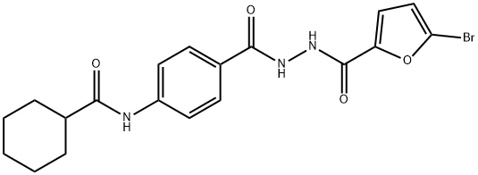 N-(4-{[2-(5-bromo-2-furoyl)hydrazino]carbonyl}phenyl)cyclohexanecarboxamide Structural