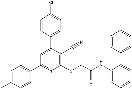 N-[1,1'-biphenyl]-2-yl-2-{[4-(4-chlorophenyl)-3-cyano-6-(4-methylphenyl)-2-pyridinyl]sulfanyl}acetamide Structural