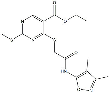 ethyl 4-({2-[(3,4-dimethyl-5-isoxazolyl)amino]-2-oxoethyl}sulfanyl)-2-(methylsulfanyl)-5-pyrimidinecarboxylate Structural