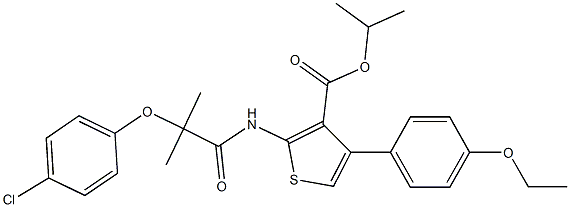 isopropyl 2-{[2-(4-chlorophenoxy)-2-methylpropanoyl]amino}-4-(4-ethoxyphenyl)-3-thiophenecarboxylate Structural