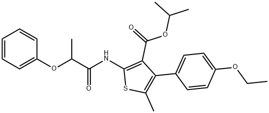 isopropyl 4-(4-ethoxyphenyl)-5-methyl-2-[(2-phenoxypropanoyl)amino]-3-thiophenecarboxylate Structural