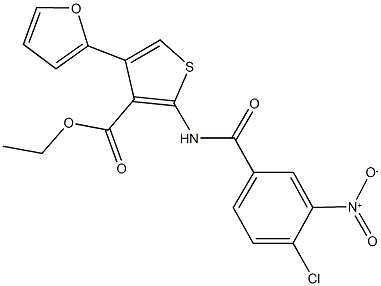 ethyl 2-({4-chloro-3-nitrobenzoyl}amino)-4-(2-furyl)-3-thiophenecarboxylate Structural