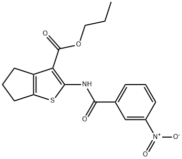 propyl 2-({3-nitrobenzoyl}amino)-5,6-dihydro-4H-cyclopenta[b]thiophene-3-carboxylate Structural