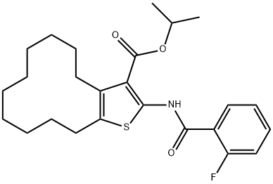 isopropyl 2-[(2-fluorobenzoyl)amino]-4,5,6,7,8,9,10,11,12,13-decahydrocyclododeca[b]thiophene-3-carboxylate Structural