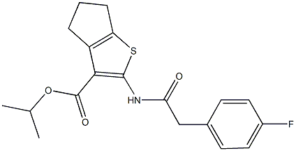 isopropyl 2-{[(4-fluorophenyl)acetyl]amino}-5,6-dihydro-4H-cyclopenta[b]thiophene-3-carboxylate Structural