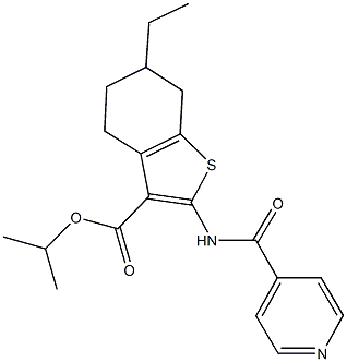 isopropyl 6-ethyl-2-(isonicotinoylamino)-4,5,6,7-tetrahydro-1-benzothiophene-3-carboxylate Structural