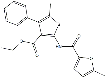 ethyl 5-methyl-2-[(5-methyl-2-furoyl)amino]-4-phenylthiophene-3-carboxylate Structural