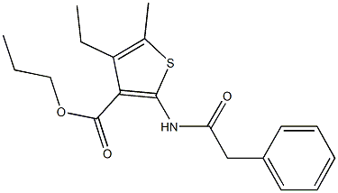 propyl 4-ethyl-5-methyl-2-[(phenylacetyl)amino]thiophene-3-carboxylate Structural
