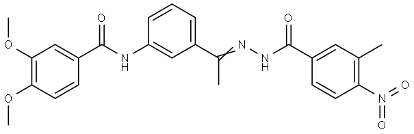 N-[3-(N-{4-nitro-3-methylbenzoyl}ethanehydrazonoyl)phenyl]-3,4-dimethoxybenzamide Structural