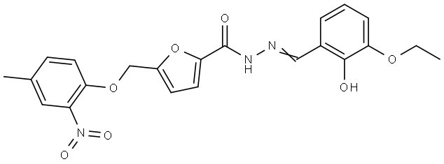 N'-(3-ethoxy-2-hydroxybenzylidene)-5-({2-nitro-4-methylphenoxy}methyl)-2-furohydrazide Structural
