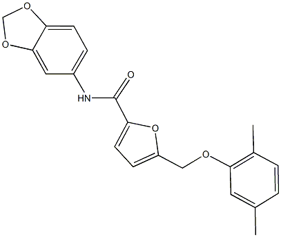 N-(1,3-benzodioxol-5-yl)-5-[(2,5-dimethylphenoxy)methyl]-2-furamide Structural