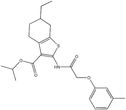 isopropyl 6-ethyl-2-{[(3-methylphenoxy)acetyl]amino}-4,5,6,7-tetrahydro-1-benzothiophene-3-carboxylate Structural