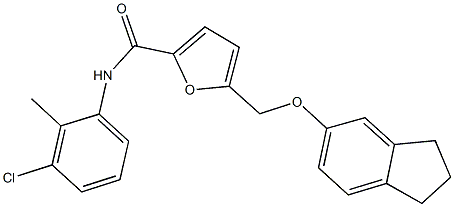 N-(3-chloro-2-methylphenyl)-5-[(2,3-dihydro-1H-inden-5-yloxy)methyl]-2-furamide Structural