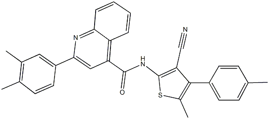 N-[3-cyano-5-methyl-4-(4-methylphenyl)-2-thienyl]-2-(3,4-dimethylphenyl)-4-quinolinecarboxamide Structural