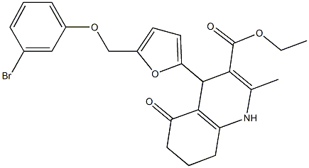 ethyl 4-{5-[(3-bromophenoxy)methyl]-2-furyl}-2-methyl-5-oxo-1,4,5,6,7,8-hexahydro-3-quinolinecarboxylate Structural