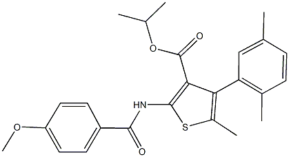 isopropyl 4-(2,5-dimethylphenyl)-2-[(4-methoxybenzoyl)amino]-5-methyl-3-thiophenecarboxylate Structural