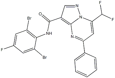 N-(2,6-dibromo-4-fluorophenyl)-7-(difluoromethyl)-5-phenylpyrazolo[1,5-a]pyrimidine-3-carboxamide Structural