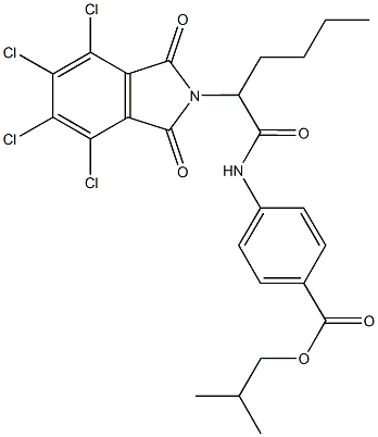 isobutyl 4-{[2-(4,5,6,7-tetrachloro-1,3-dioxo-1,3-dihydro-2H-isoindol-2-yl)hexanoyl]amino}benzoate Structural