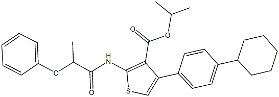 isopropyl 4-(4-cyclohexylphenyl)-2-[(2-phenoxypropanoyl)amino]-3-thiophenecarboxylate Structural
