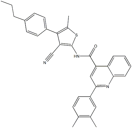 N-[3-cyano-5-methyl-4-(4-propylphenyl)-2-thienyl]-2-(3,4-dimethylphenyl)-4-quinolinecarboxamide Structural