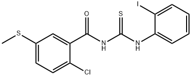 N-[2-chloro-5-(methylsulfanyl)benzoyl]-N'-(2-iodophenyl)thiourea Structural