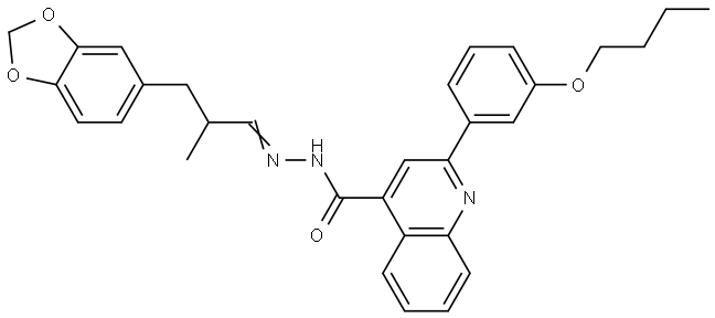 N'-[3-(1,3-benzodioxol-5-yl)-2-methylpropylidene]-2-(3-butoxyphenyl)-4-quinolinecarbohydrazide Structural
