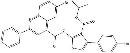 isopropyl 4-(4-bromophenyl)-2-{[(6-bromo-2-phenyl-4-quinolinyl)carbonyl]amino}-3-thiophenecarboxylate Structural