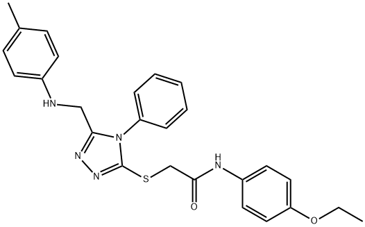 N-(4-ethoxyphenyl)-2-{[4-phenyl-5-(4-toluidinomethyl)-4H-1,2,4-triazol-3-yl]sulfanyl}acetamide Structural