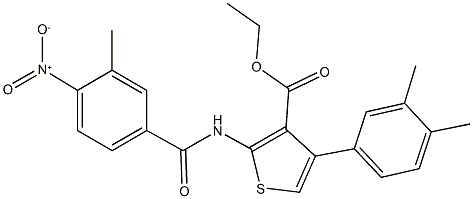 ethyl 4-(3,4-dimethylphenyl)-2-({4-nitro-3-methylbenzoyl}amino)-3-thiophenecarboxylate Structural