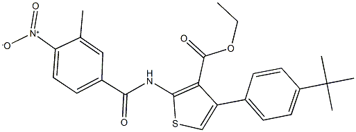 ethyl 4-(4-tert-butylphenyl)-2-({4-nitro-3-methylbenzoyl}amino)-3-thiophenecarboxylate Structural