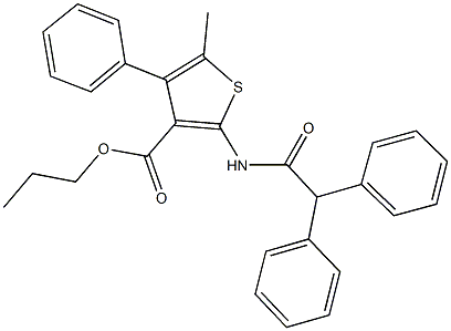propyl 2-[(diphenylacetyl)amino]-5-methyl-4-phenyl-3-thiophenecarboxylate Structural