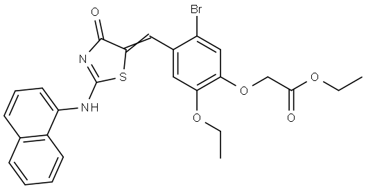 ethyl (5-bromo-2-ethoxy-4-{[2-(1-naphthylimino)-4-oxo-1,3-thiazolidin-5-ylidene]methyl}phenoxy)acetate Structural
