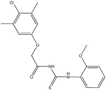 N-[(4-chloro-3,5-dimethylphenoxy)acetyl]-N'-(2-methoxyphenyl)thiourea Structural
