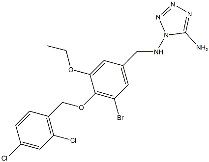 N-(5-amino-1H-tetraazol-1-yl)-N-{3-bromo-4-[(2,4-dichlorobenzyl)oxy]-5-ethoxybenzyl}amine Structural