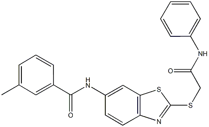 N-{2-[(2-anilino-2-oxoethyl)sulfanyl]-1,3-benzothiazol-6-yl}-3-methylbenzamide Structural
