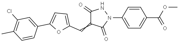 methyl 4-(4-{[5-(3-chloro-4-methylphenyl)-2-furyl]methylene}-3,5-dioxo-1-pyrazolidinyl)benzoate Structural
