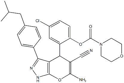 2-[6-amino-5-cyano-3-(4-isobutylphenyl)-1,4-dihydropyrano[2,3-c]pyrazol-4-yl]-4-chlorophenyl morpholine-4-carboxylate