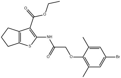 ethyl 2-{[(4-bromo-2,6-dimethylphenoxy)acetyl]amino}-5,6-dihydro-4H-cyclopenta[b]thiophene-3-carboxylate Structural