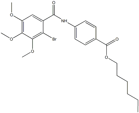 hexyl 4-[(2-bromo-3,4,5-trimethoxybenzoyl)amino]benzoate Structural