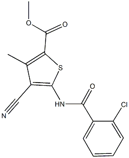 methyl 5-[(2-chlorobenzoyl)amino]-4-cyano-3-methyl-2-thiophenecarboxylate Structural
