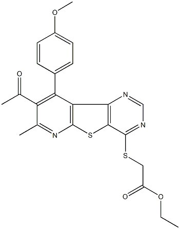 ethyl {[8-acetyl-9-(4-methoxyphenyl)-7-methylpyrido[3',2':4,5]thieno[3,2-d]pyrimidin-4-yl]sulfanyl}acetate Structural