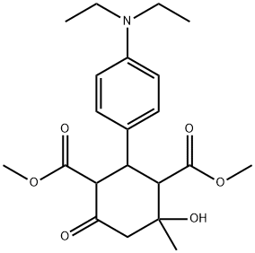 dimethyl 2-[4-(diethylamino)phenyl]-4-hydroxy-4-methyl-6-oxo-1,3-cyclohexanedicarboxylate Structural