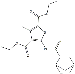 diethyl 5-[(bicyclo[2.2.1]hept-2-ylcarbonyl)amino]-3-methyl-2,4-thiophenedicarboxylate Structural