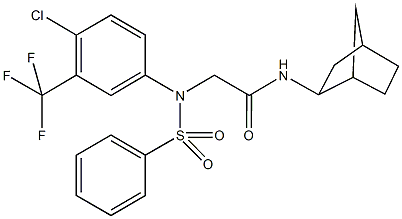 N-bicyclo[2.2.1]hept-2-yl-2-[4-chloro(phenylsulfonyl)-3-(trifluoromethyl)anilino]acetamide Structural