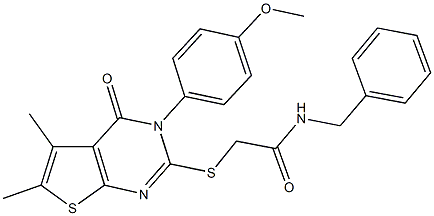 N-benzyl-2-{[3-(4-methoxyphenyl)-5,6-dimethyl-4-oxo-3,4-dihydrothieno[2,3-d]pyrimidin-2-yl]sulfanyl}acetamide Structural