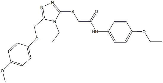 N-(4-ethoxyphenyl)-2-({4-ethyl-5-[(4-methoxyphenoxy)methyl]-4H-1,2,4-triazol-3-yl}sulfanyl)acetamide Structural