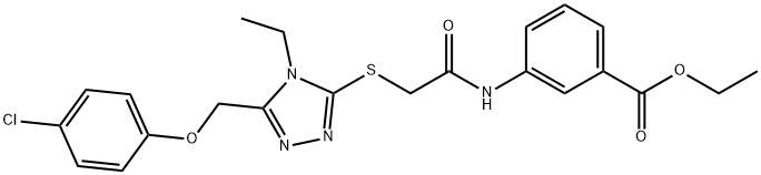 ethyl 3-{[({5-[(4-chlorophenoxy)methyl]-4-ethyl-4H-1,2,4-triazol-3-yl}sulfanyl)acetyl]amino}benzoate Structural