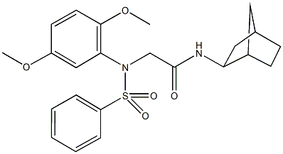 N-bicyclo[2.2.1]hept-2-yl-2-[2,5-dimethoxy(phenylsulfonyl)anilino]acetamide Structural