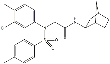 N-bicyclo[2.2.1]hept-2-yl-2-{3-chloro-4-methyl[(4-methylphenyl)sulfonyl]anilino}acetamide Structural