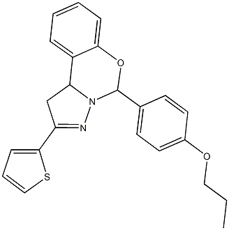 propyl 4-[2-(2-thienyl)-1,10b-dihydropyrazolo[1,5-c][1,3]benzoxazin-5-yl]phenyl ether Structural